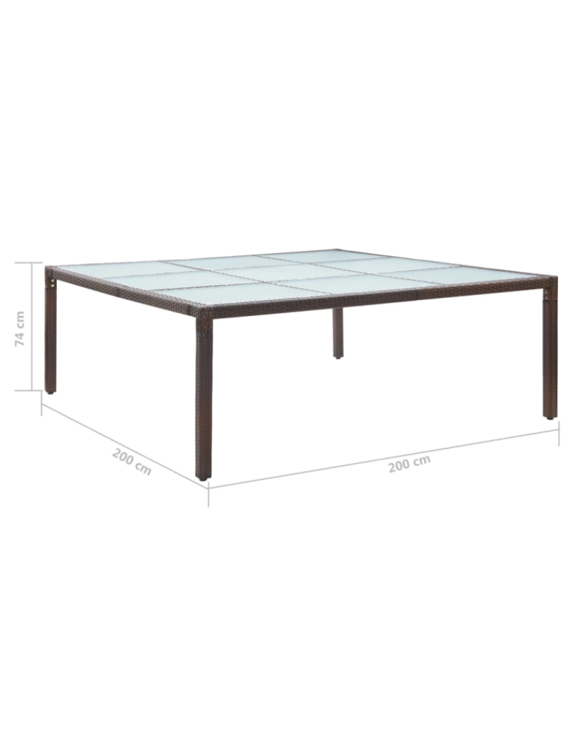 imagem de vidaXL Mesa de jantar para jardim 200x200x74 cm vime PE castanho6