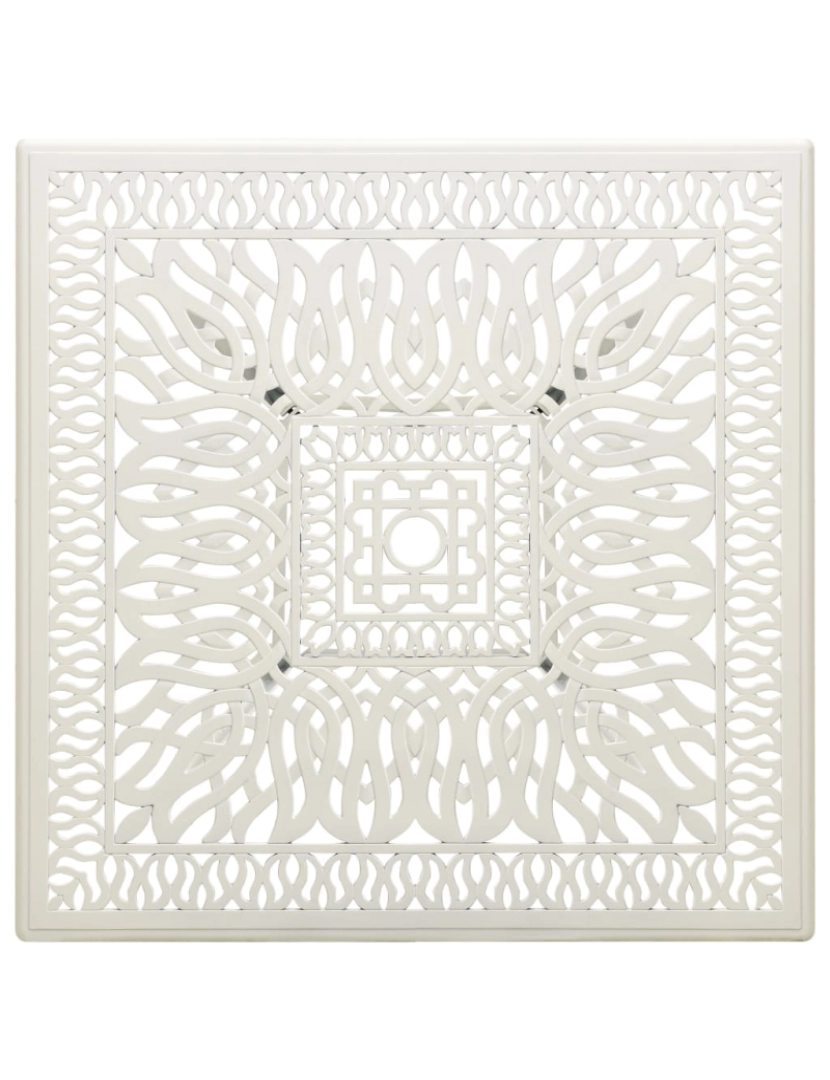 imagem de vidaXL Mesa de jardim 90x90x73 cm alumínio fundido branco4