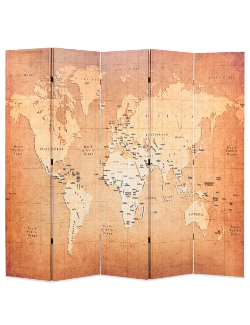 Vidaxl - vidaXL Biombo dobrável mapa mundo 200x170 cm amarelo