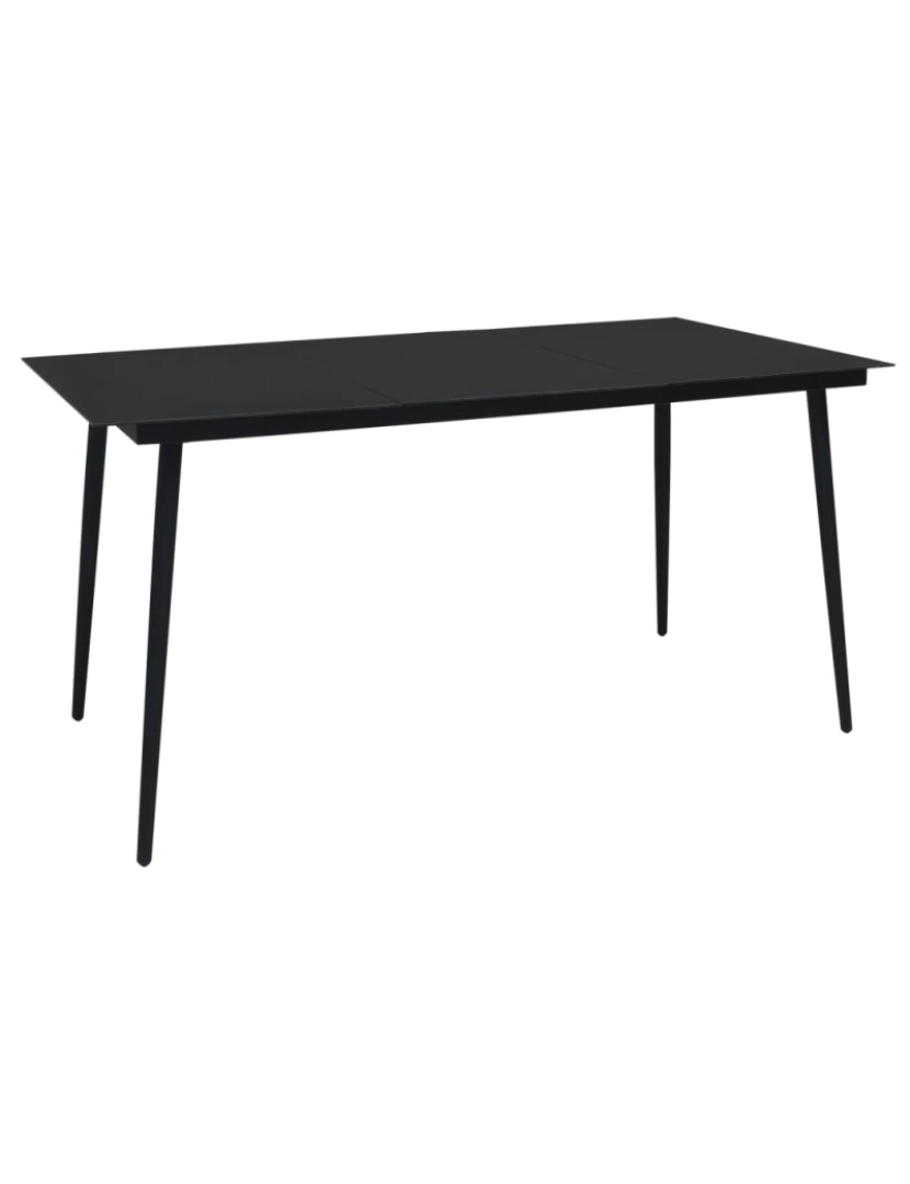 imagem de vidaXL Mesa de jantar para jardim 190x90x74 cm aço e vidro preto1