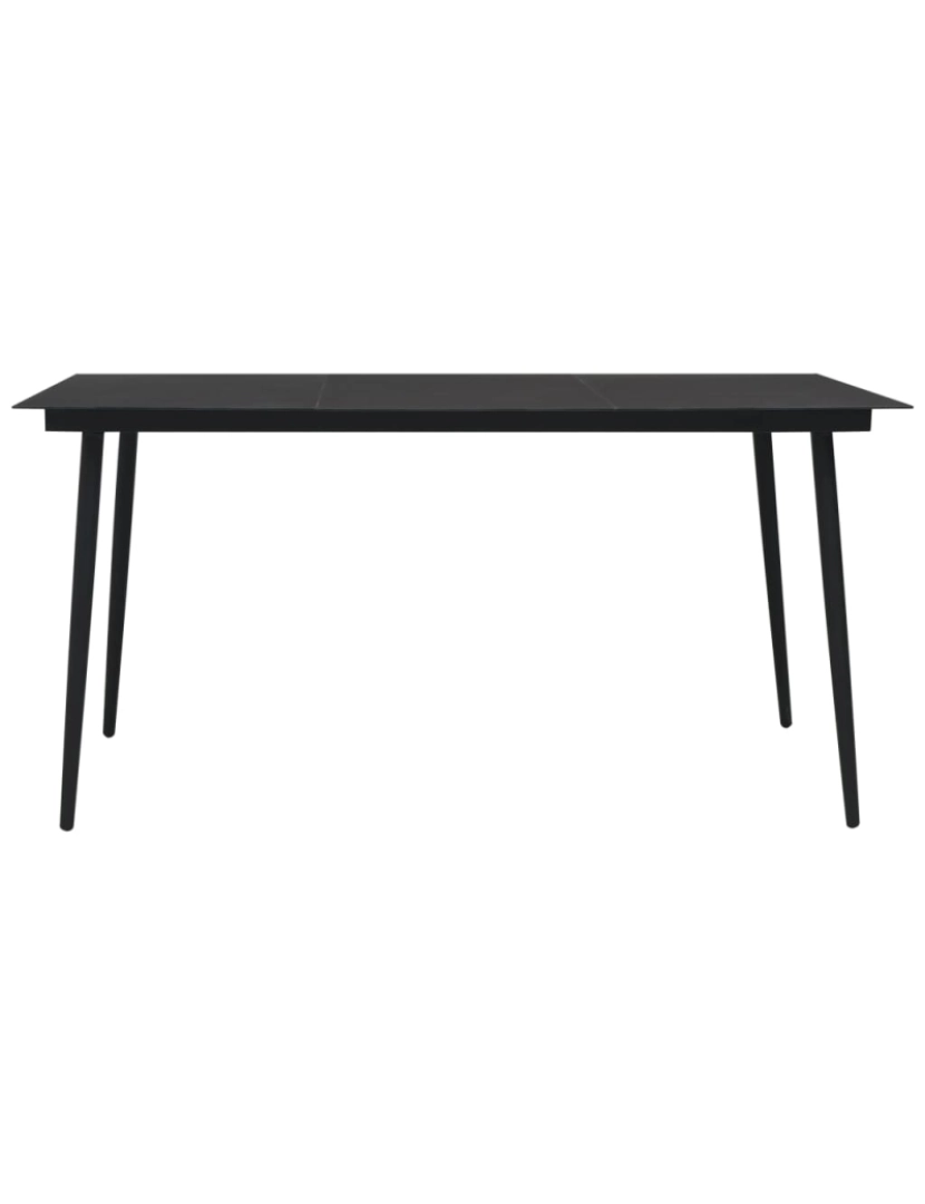 imagem de vidaXL Mesa de jantar para jardim 190x90x74 cm aço e vidro preto3