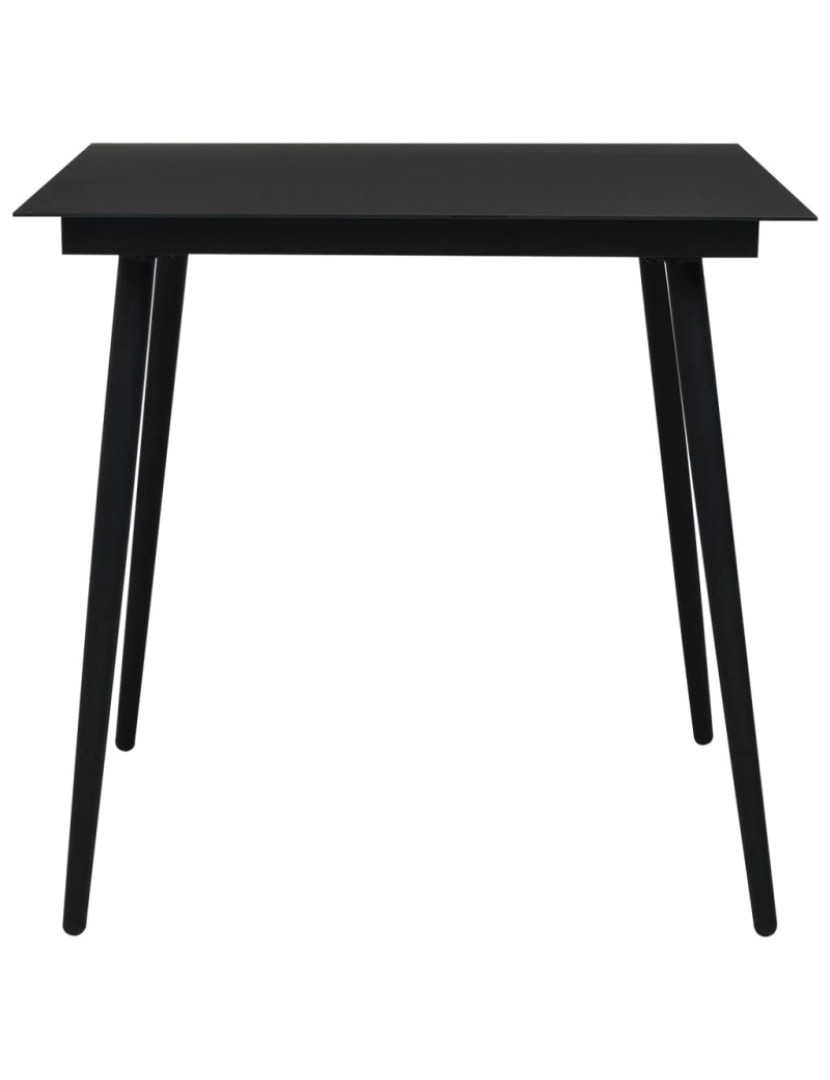 imagem de vidaXL Mesa de jantar para jardim 80x80x74 cm aço e vidro preto3