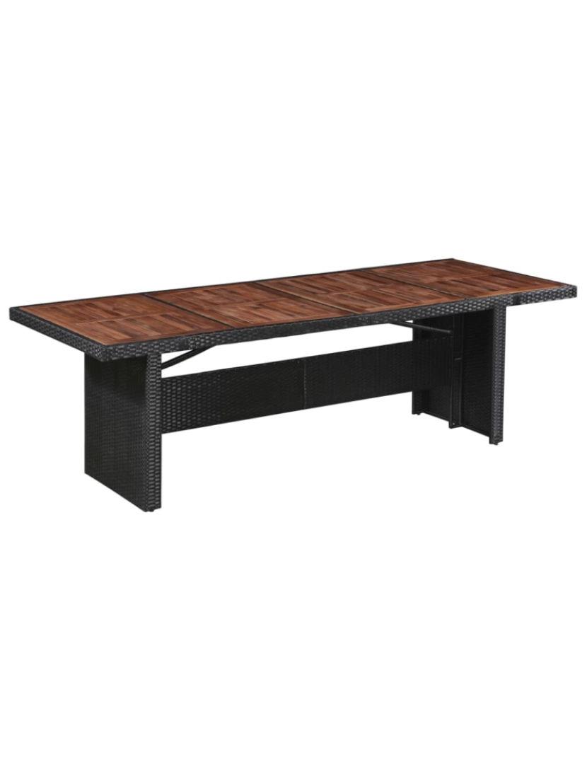 imagem de vidaXL Mesa de jardim 240x90x74 cm vime PE e madeira acácia maciça2