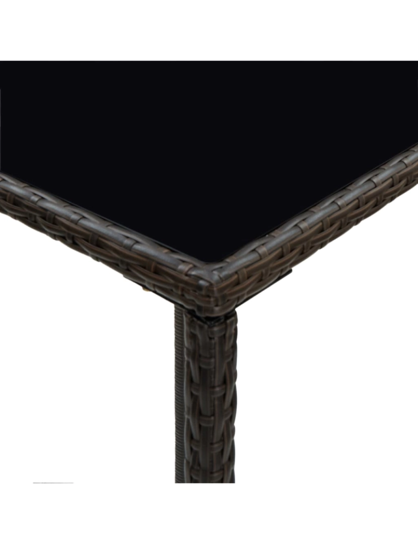 imagem de vidaXL Mesa de bar para jardim 70x70x110 cm vidro e vime PE castanho6