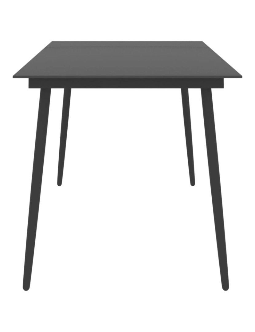 imagem de vidaXL Mesa de jantar para jardim 190x90x74 cm aço e vidro preto4