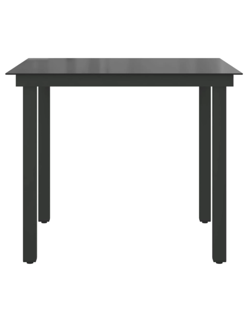 imagem de vidaXL Mesa de jardim em alumínio e vidro 80x80x74 cm preto6