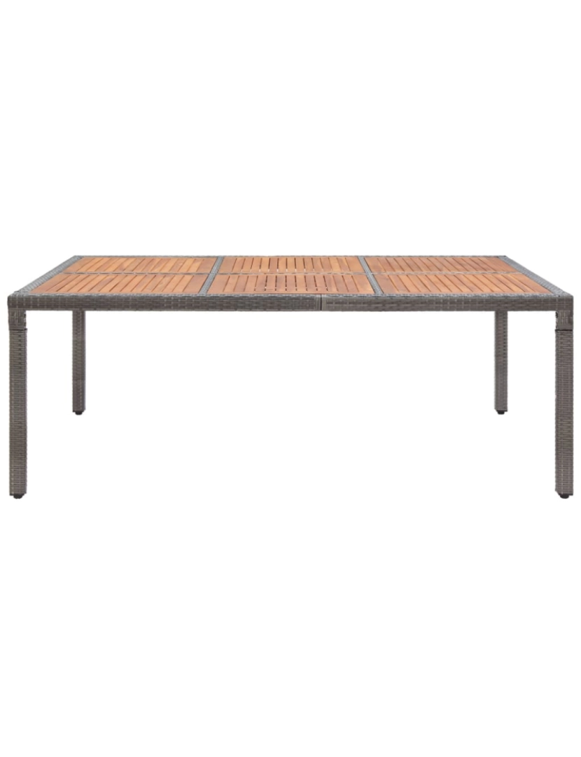 imagem de vidaXL Mesa de jardim 200x150x74 cm vime PE e madeira acácia cinzento3