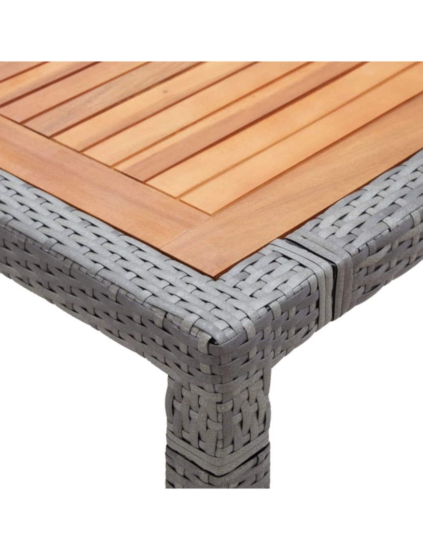 imagem de vidaXL Mesa de jardim 200x150x74 cm vime PE e madeira acácia cinzento6