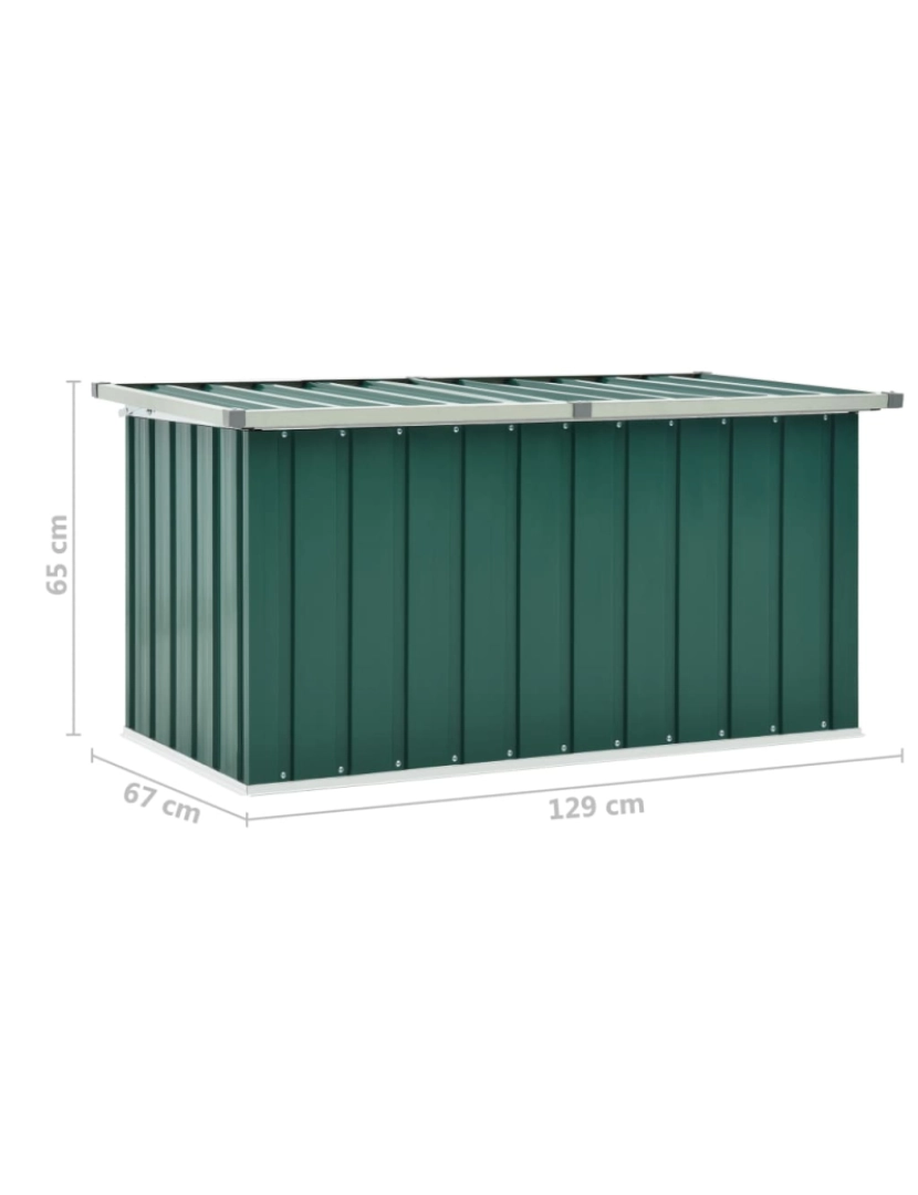 imagem de vidaXL Caixa de arrumação para jardim 129x67x65 cm verde9