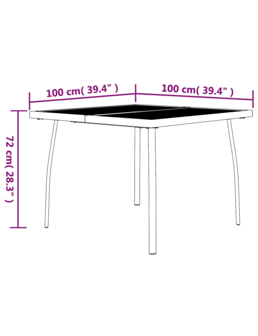 imagem de vidaXL Mesa de jardim 100x100x72 cm malha de aço antracite7