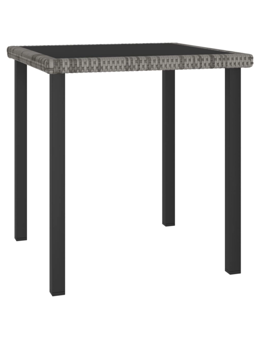 imagem de vidaXL Mesa de jantar para jardim 70x70x73 cm vime PE cinzento1