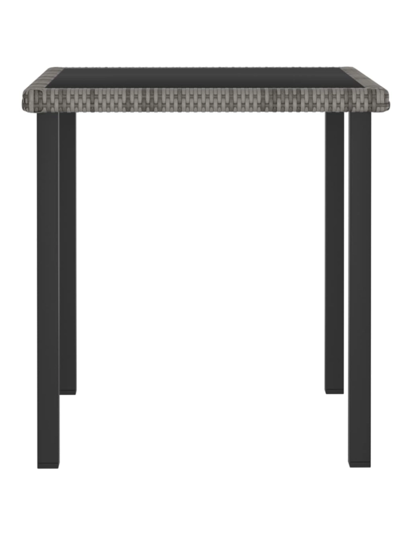 imagem de vidaXL Mesa de jantar para jardim 70x70x73 cm vime PE cinzento3