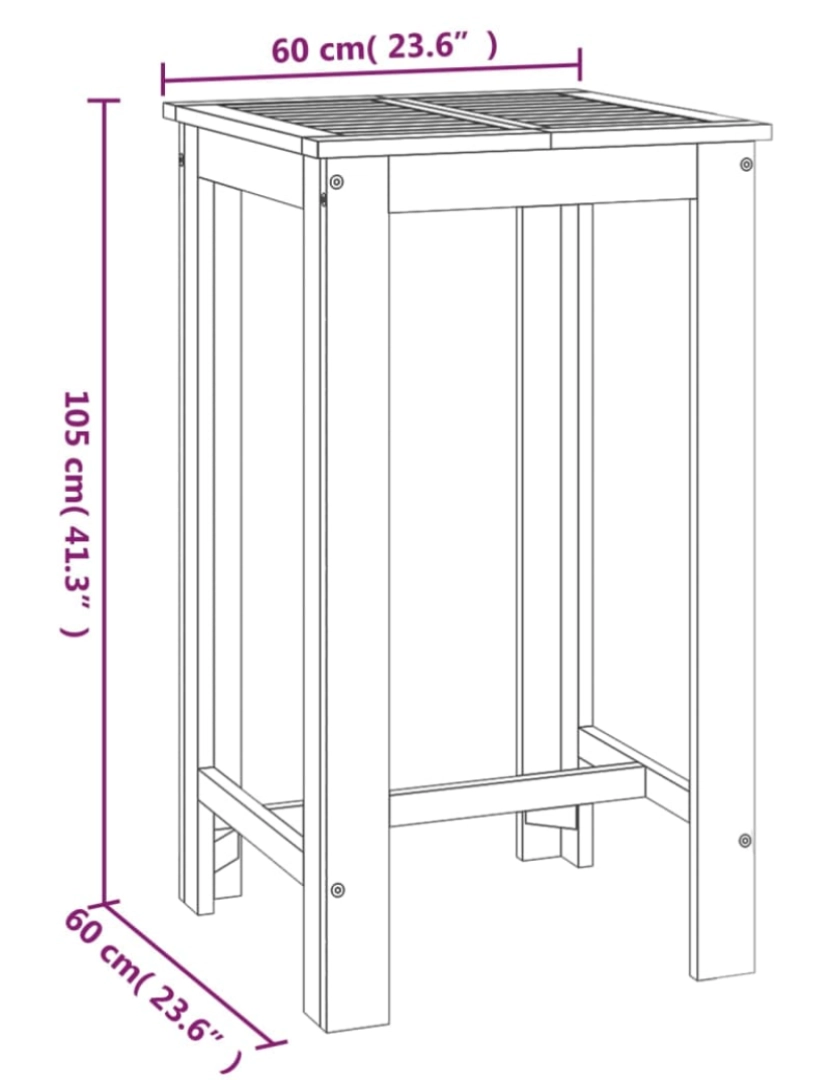 imagem de vidaXL Mesa de bar de jardim 60x60x105 cm madeira de acácia maciça7