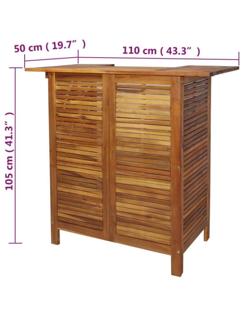 imagem de vidaXL Mesa de bar 110x50x105 cm madeira de acácia maciça10