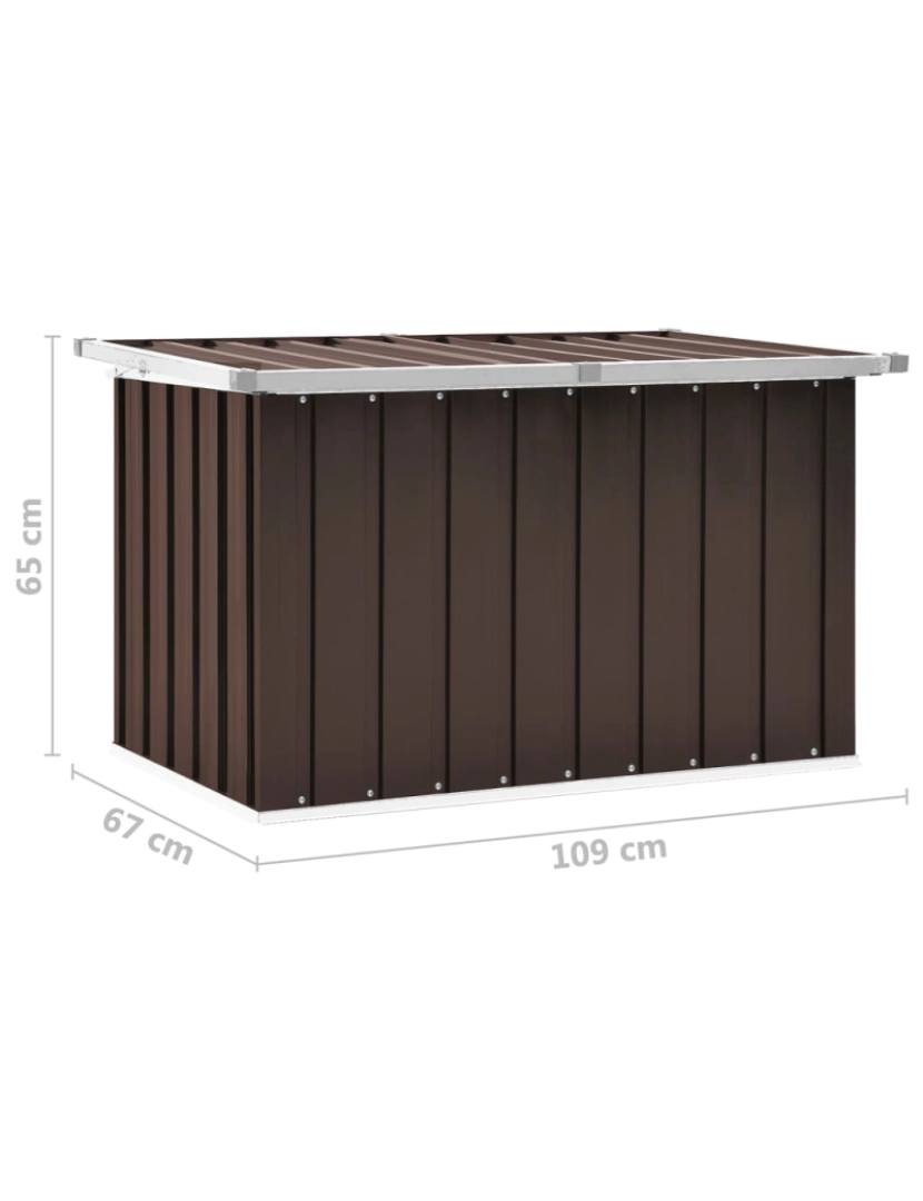 imagem de vidaXL Caixa de arrumação para jardim 109x67x65 cm castanho9