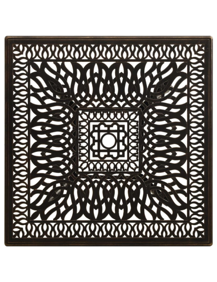 imagem de vidaXL Mesa de jardim 90x90x73 cm alumínio fundido bronze4