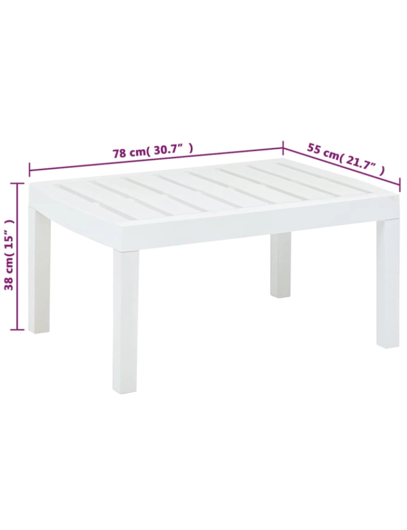 imagem de vidaXL Mesa de jardim 78x55x38 cm plástico branco6