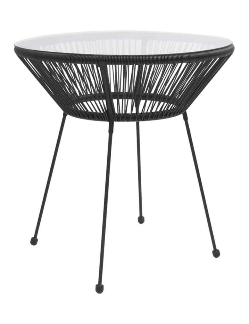 imagem de vidaXL Mesa de jantar para jardim Ø70x74 cm vime e vidro preto1