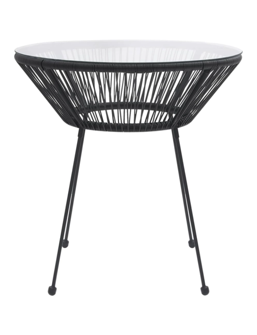 imagem de vidaXL Mesa de jantar para jardim Ø70x74 cm vime e vidro preto3
