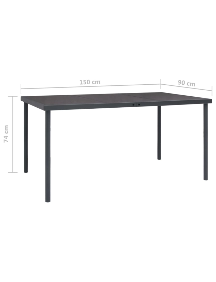 imagem de vidaXL Mesa de jantar para jardim 150x90x74 cm aço antracite7