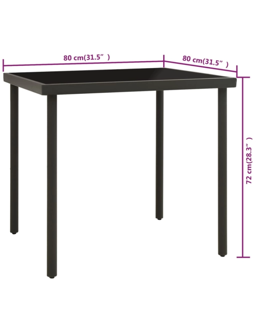 imagem de vidaXL Mesa de jantar para exterior 80x80x72 cm vidro e aço antracite5