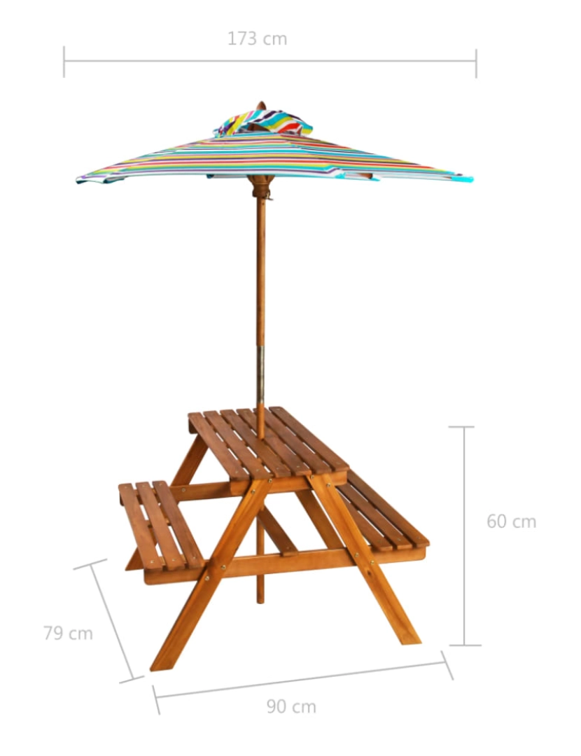 imagem de vidaXL Mesa de piquenique com guarda-sol 79x90x60 cm acácia maciça9