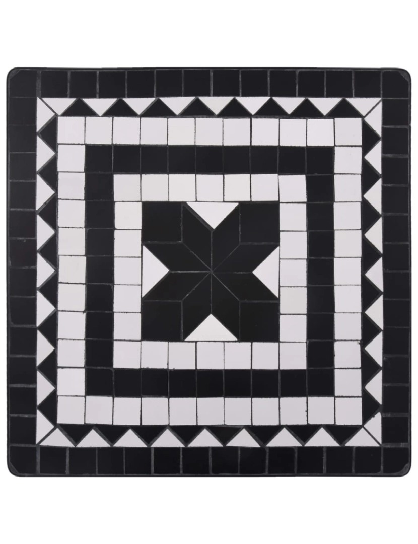 imagem de vidaXL Mesa bistrô em mosaico 60 cm cerâmica preto e branco6