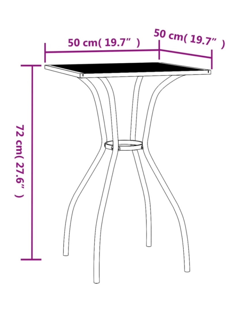 imagem de vidaXL Mesa de jardim 50x50x72 cm malha de aço antracite7