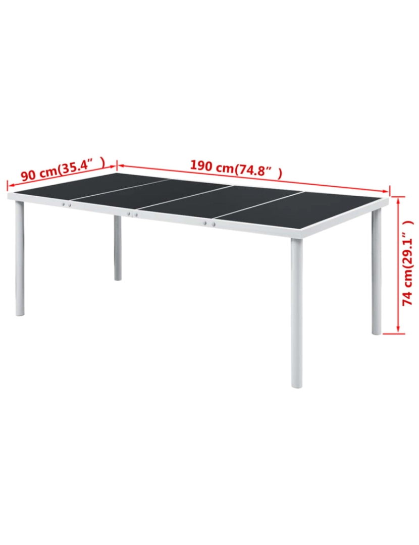 imagem de vidaXL Mesa de jardim 190x90x74 cm preto aço4