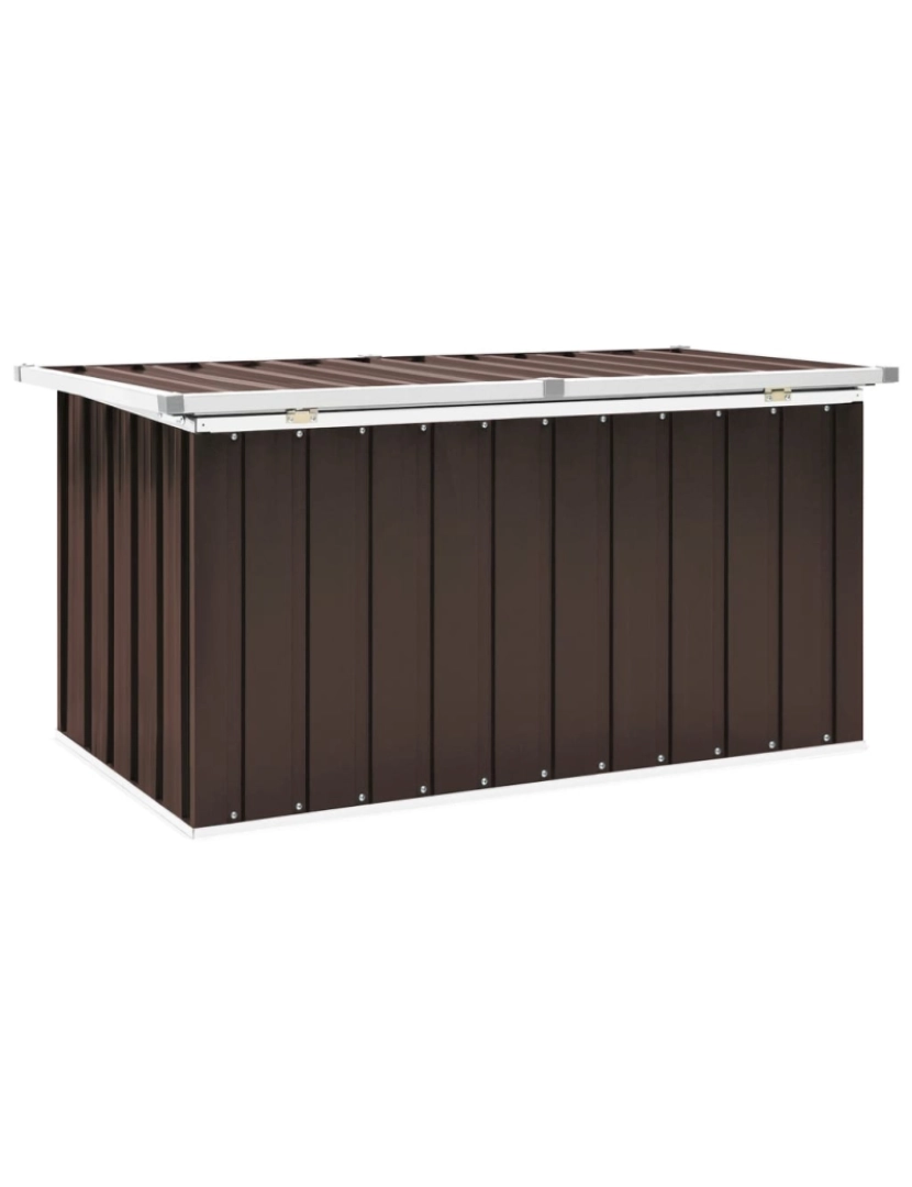 imagem de vidaXL Caixa de arrumação para jardim 129x67x65 cm castanho6