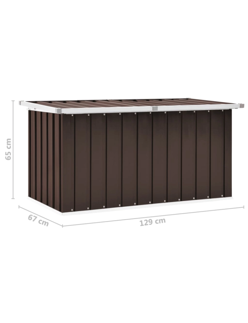 imagem de vidaXL Caixa de arrumação para jardim 129x67x65 cm castanho9