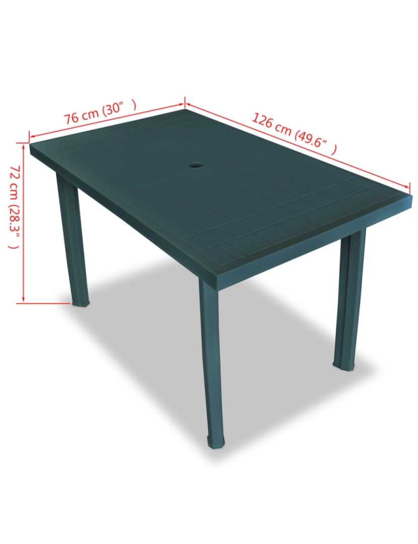 imagem de vidaXL Mesa de jardim 126x76x72 cm plástico verde6