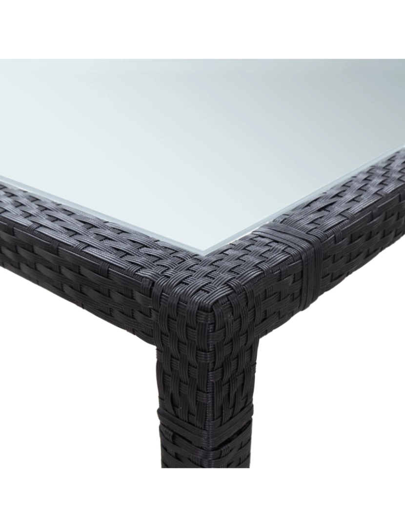 imagem de vidaXL Mesa de jantar para jardim 200x200x74 cm vime PE preto4