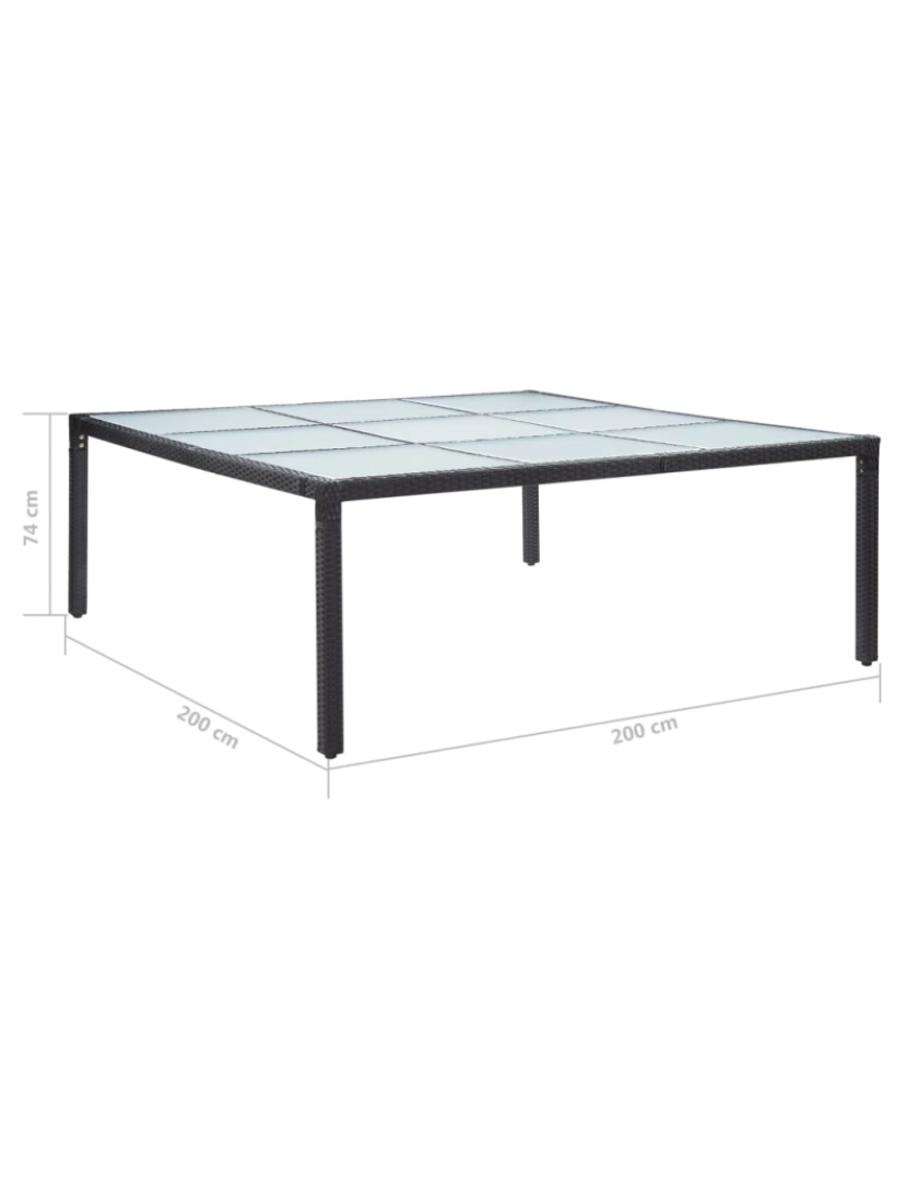 imagem de vidaXL Mesa de jantar para jardim 200x200x74 cm vime PE preto6