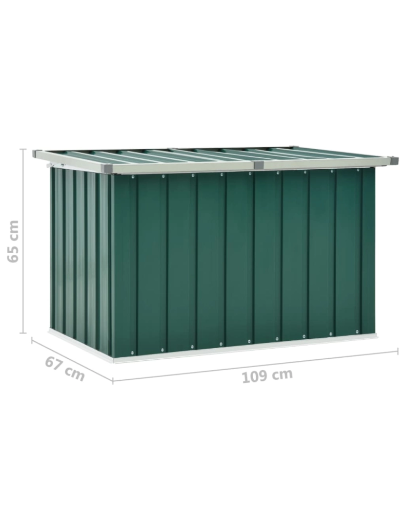 imagem de vidaXL Caixa de arrumação para jardim 109x67x65 cm verde9