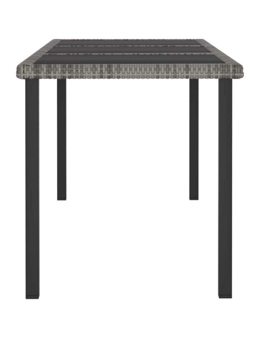 imagem de vidaXL Mesa de jantar para jardim 180x70x73 cm vime PE cinzento4