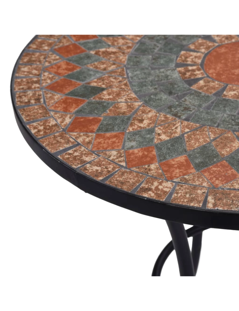 imagem de vidaXL Mesa bistrô em mosaico 60 cm cerâmica laranja/cinzento5
