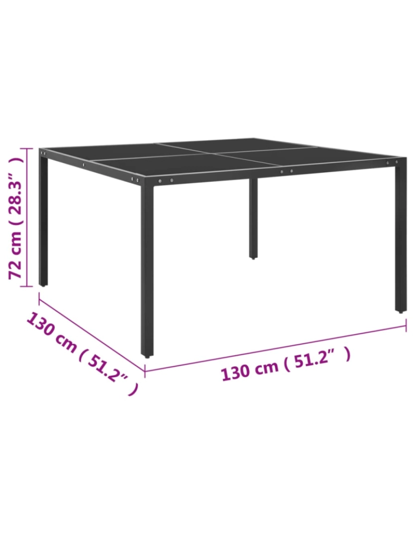 imagem de vidaXL Mesa de jardim 130x130x72 cm aço e vidro antracite5