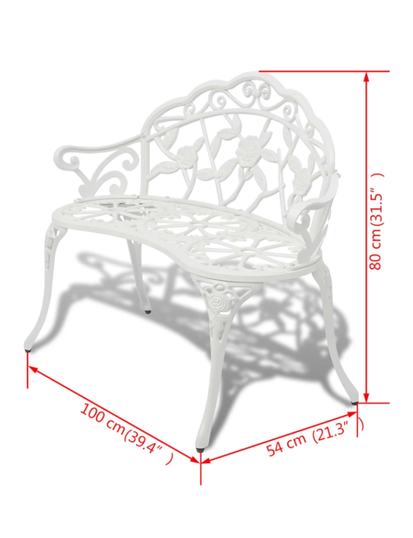 imagem de vidaXL Banco de jardim 100 cm alumínio fundido branco5