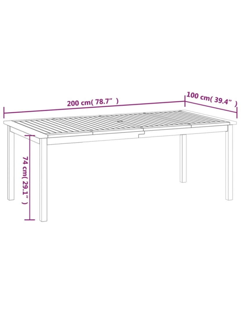 imagem de vidaXL Mesa de jardim 200x100x74 cm madeira de acácia maciça8