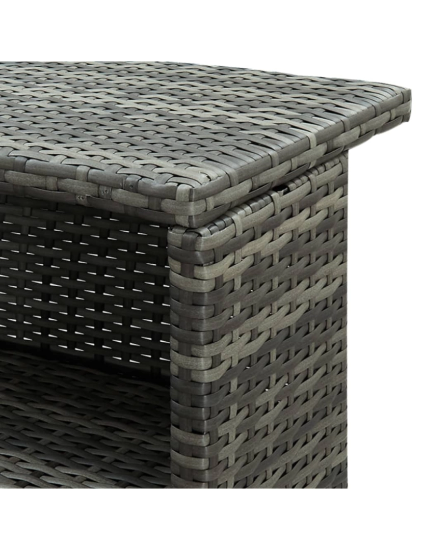 imagem de vidaXL Mesa de bar para jardim 120x55x110 cm vime PE cinzento8