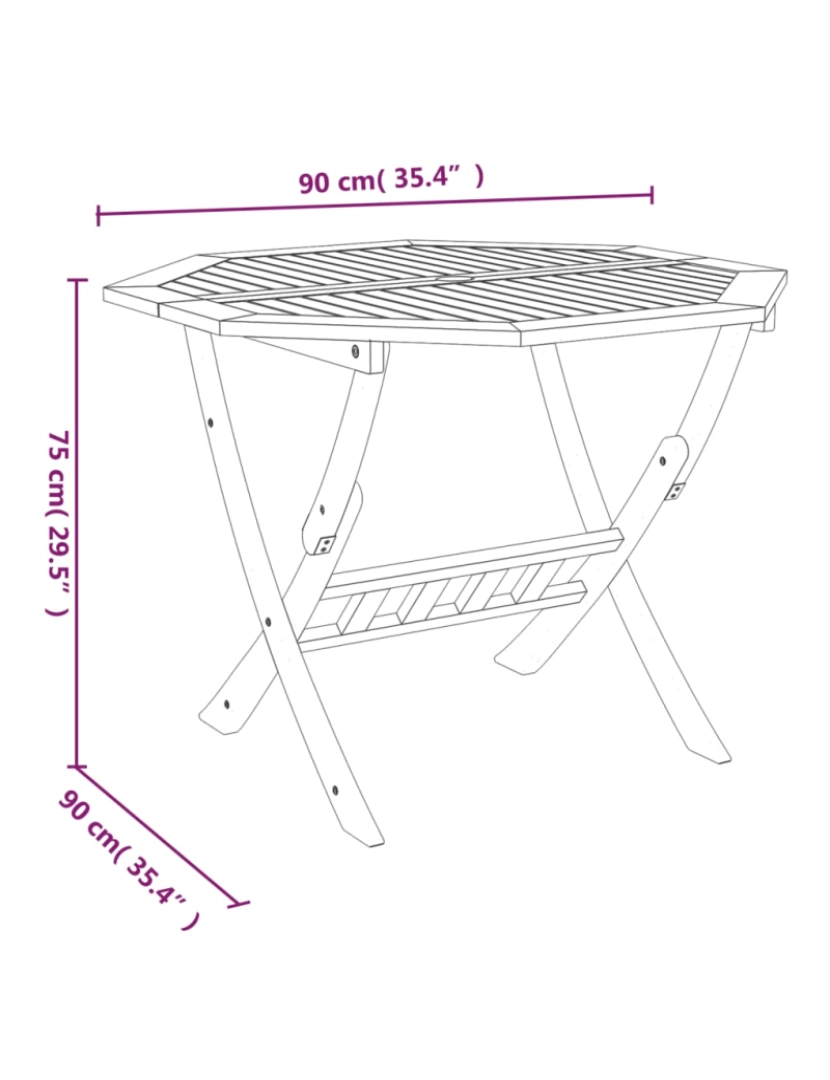 imagem de vidaXL Mesa de jardim dobrável 90x75 cm madeira de acácia maciça8