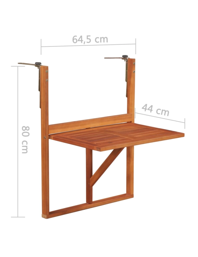 imagem de vidaXL Mesa de varanda suspensa 64,5x44x80 cm madeira de acácia maciça7