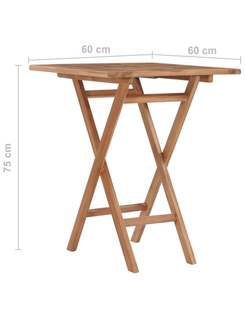 imagem de vidaXL Mesa de jardim dobrável 60x60x75 cm madeira de teca maciça8