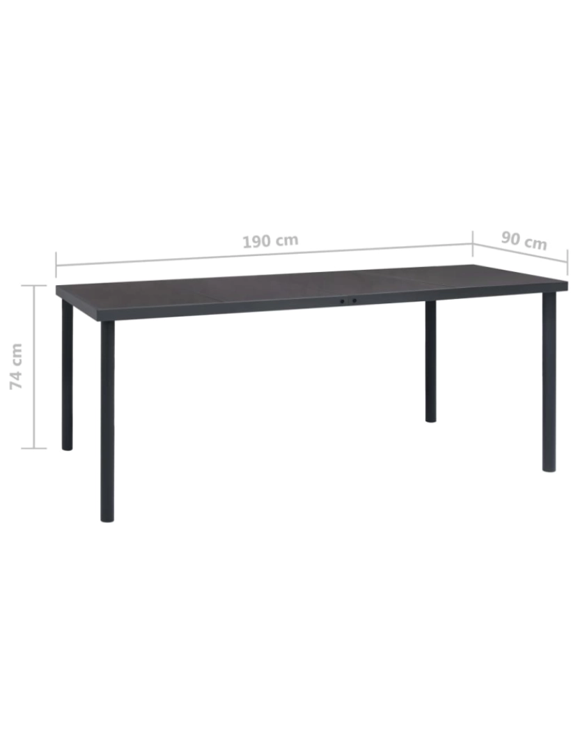 imagem de vidaXL Mesa de jantar para jardim 190x90x74 cm aço antracite7