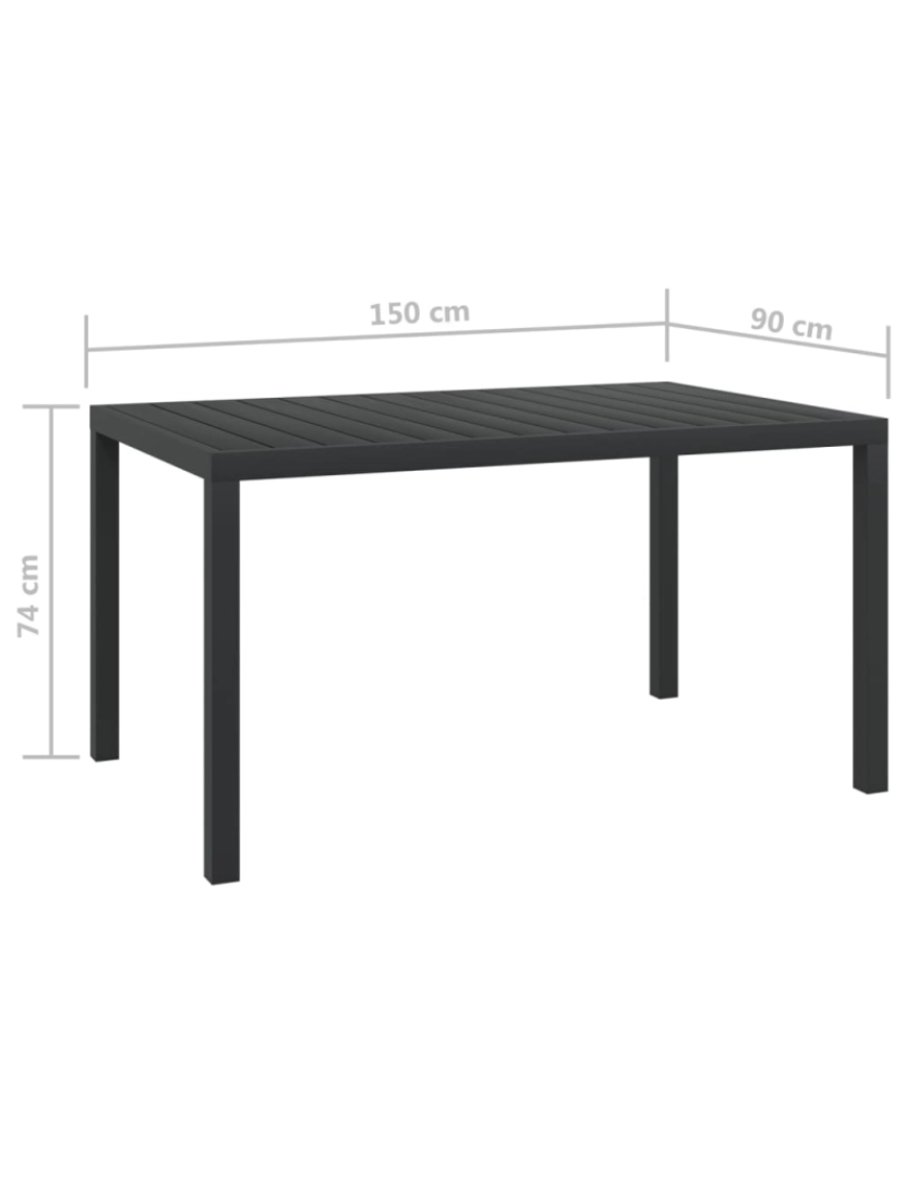 imagem de vidaXL Mesa de jardim em alumínio e WPC 150x90x74 cm preto6