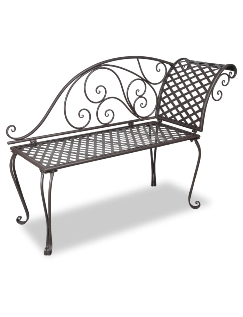 imagem de vidaXL Chaise lounge para jardim 128 cm aço antigo castanho1