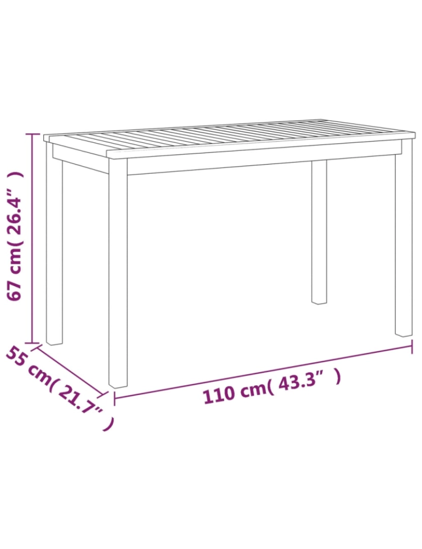 imagem de vidaXL Mesa de jardim 110x55x67 cm madeira de acácia maciça8