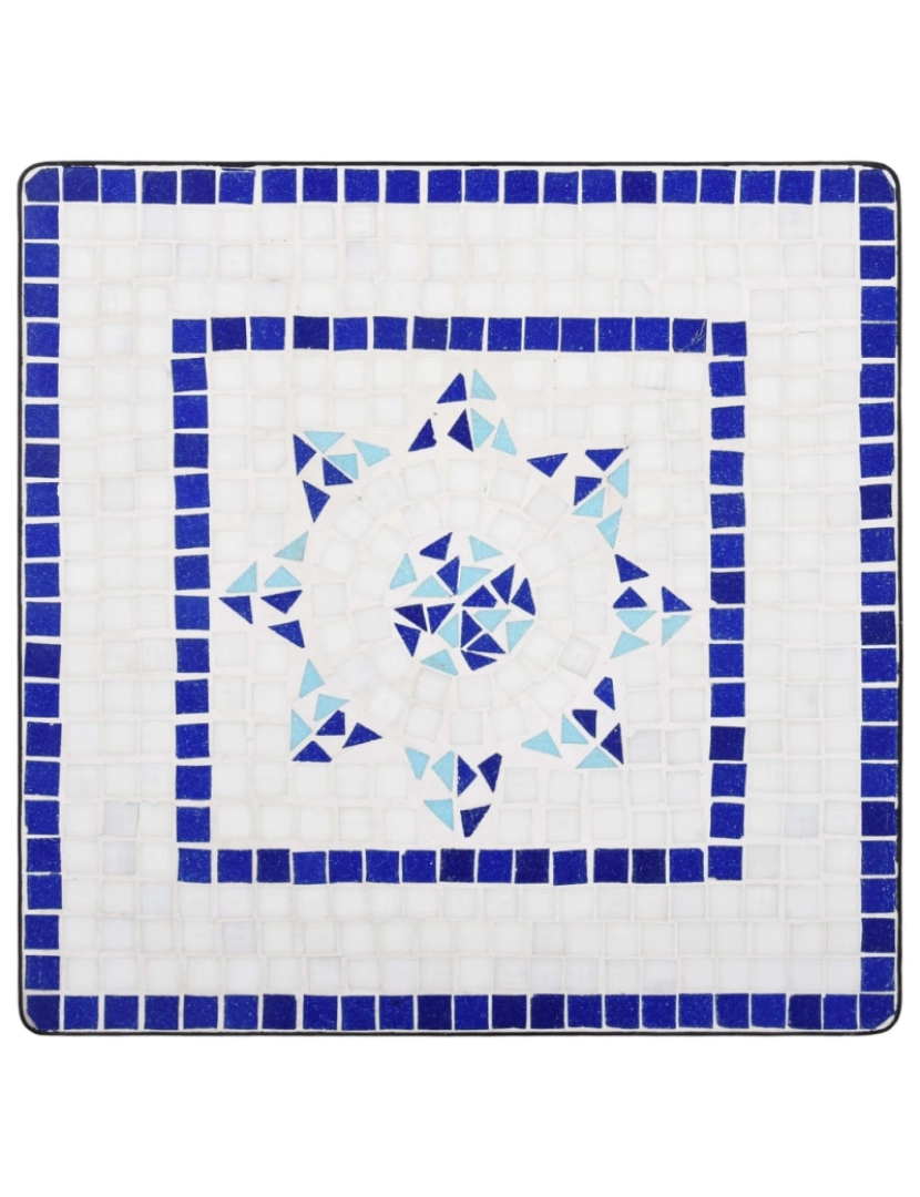 imagem de vidaXL Mesa bistrô em mosaico 60 cm cerâmica azul e branco7