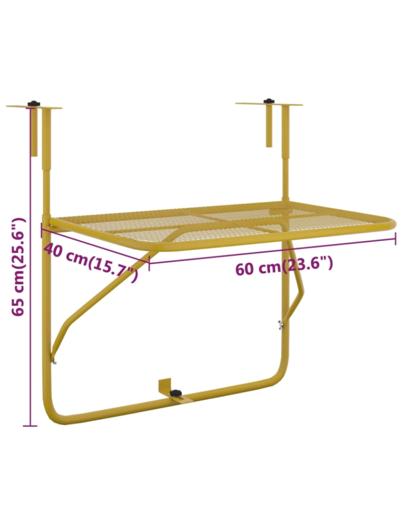 imagem de vidaXL Mesa para varanda 60x40 cm aço dourado8